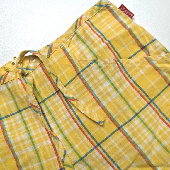 Vintage Esprit Shorts Girls Size 7 Yellow Rainbow Plaid - Picture 2 of 4